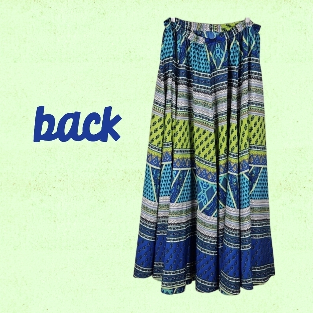 Lucky & Coco Maxi Skirt, Blue Lime Print, XL - Picture 3 of 5